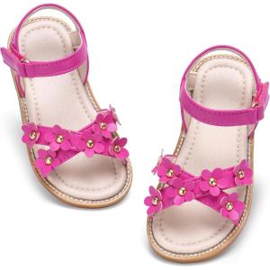 imageGINFIVE Toddler Girls Sandals Little Girls Kids Summer Shoes Toddler SandalsGf370rose Red