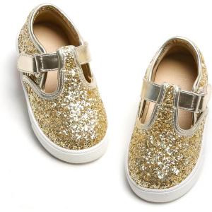 imageGINFIVE Toddler Girls Sneakers Little Girls Slip On Shoes Glitter Sneakers ToddlerGs05gold