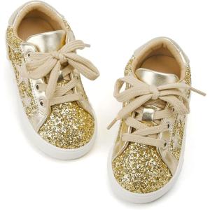 imageGINFIVE Toddler Girls Sneakers Little Girls Slip On Shoes Glitter Sneakers ToddlerGs06gold