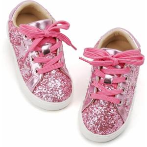 imageGINFIVE Toddler Girls Sneakers Little Girls Slip On Shoes Glitter Sneakers ToddlerGs06pink