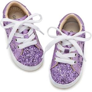 imageGINFIVE Toddler Girls Sneakers Little Girls Slip On Shoes Glitter Sneakers ToddlerGs06purple