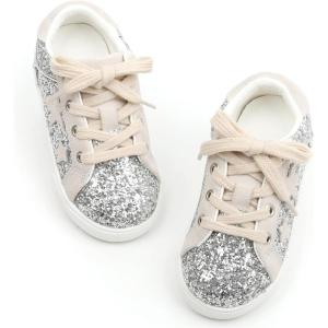 imageGINFIVE Toddler Girls Sneakers Little Girls Slip On Shoes Glitter Sneakers ToddlerGs08silver