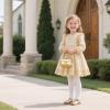 imageGINFIVE Toddler Girls Dress Shoes Little Kids Flats School Mary Janes ShoesGf282  Gold