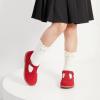 imageGINFIVE Toddler Girls Dress Shoes Little Kids Flats School Mary Janes ShoesGx83 Red