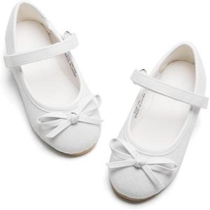 imageGINFIVE Toddler Girls Dress Shoes Little Girls Mary Janes Ballerina Flats Shoes ToddlerGf01  White