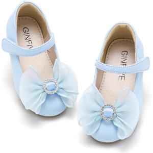 imageGINFIVE Toddler Girls Dress Shoes Little Girls Mary Janes Ballerina Flats Shoes ToddlerGf373Blue