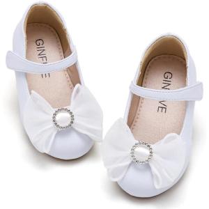 imageGINFIVE Toddler Girls Dress Shoes Little Girls Mary Janes Ballerina Flats Shoes ToddlerGf373White