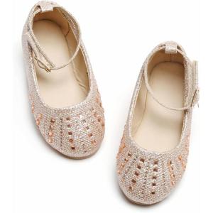 imageGINFIVE Toddler Girls Dress Shoes Little Girls Mary Janes Ballerina Flats Shoes ToddlerGh21  Champagne