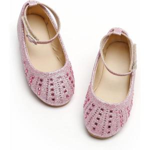 imageGINFIVE Toddler Girls Dress Shoes Little Girls Mary Janes Ballerina Flats Shoes ToddlerGh21  Rose Red