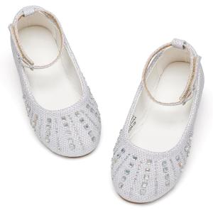 imageGINFIVE Toddler Girls Dress Shoes Little Girls Mary Janes Ballerina Flats Shoes ToddlerGh21  White