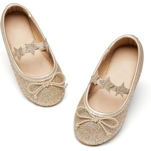 imageGINFIVE Toddler Girls Dress Shoes Little Girls Mary Janes Ballerina Flats Shoes ToddlerGh24  Gold