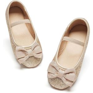 imageGINFIVE Toddler Girls Dress Shoes Little Girls Mary Janes Ballerina Flats Shoes ToddlerGh25  Gold