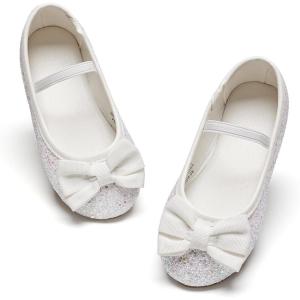 imageGINFIVE Toddler Girls Dress Shoes Little Girls Mary Janes Ballerina Flats Shoes ToddlerGh25  White