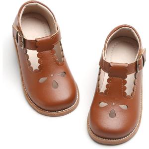 imageGINFIVE Toddler Girls Dress Shoes Little Kids Flats School Mary Janes ShoesGf286  Brown