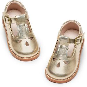 imageGINFIVE Toddler Girls Dress Shoes Little Kids Flats School Mary Janes ShoesGf286gold