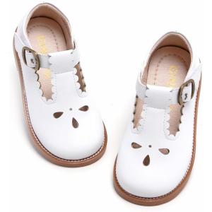 imageGINFIVE Toddler Girls Dress Shoes Little Kids Flats School Mary Janes ShoesGf286white
