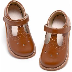 imageGINFIVE Toddler Girls Dress Shoes Little Kids Flats School Mary Janes ShoesGf392brown