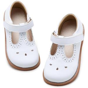 imageGINFIVE Toddler Girls Dress Shoes Little Kids Flats School Mary Janes ShoesGf392white