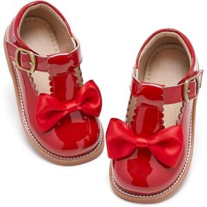 imageGINFIVE Toddler Girls Dress Shoes Little Kids Flats School Mary Janes ShoesGf397red