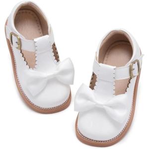 imageGINFIVE Toddler Girls Dress Shoes Little Kids Flats School Mary Janes ShoesGf397white