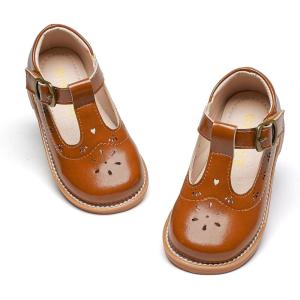 imageGINFIVE Toddler Girls Dress Shoes Little Kids Flats School Mary Janes ShoesGg02brown