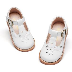 imageGINFIVE Toddler Girls Dress Shoes Little Kids Flats School Mary Janes ShoesGg02white