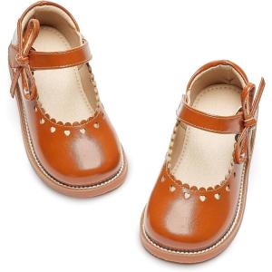imageGINFIVE Toddler Girls Dress Shoes Little Kids Flats School Mary Janes ShoesGg05brown