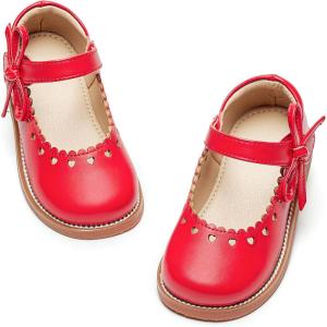 imageGINFIVE Toddler Girls Dress Shoes Little Kids Flats School Mary Janes ShoesGg05red