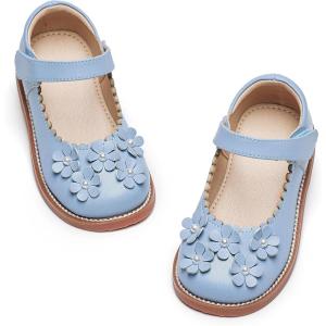 imageGINFIVE Toddler Girls Dress Shoes Little Kids Flats School Mary Janes ShoesGg07blue