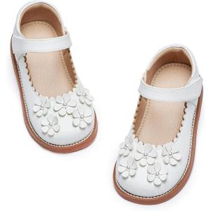 imageGINFIVE Toddler Girls Dress Shoes Little Kids Flats School Mary Janes ShoesGg07white