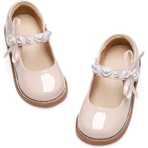 imageGINFIVE Toddler Girls Dress Shoes Little Kids Flats School Mary Janes ShoesGg09nude