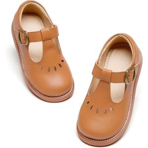 imageGINFIVE Toddler Girls Dress Shoes Little Kids Flats School Mary Janes ShoesGn51yellow Brown