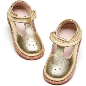 imageGINFIVE Toddler Girls Dress Shoes Little Kids Flats School Mary Janes ShoesGn52gold