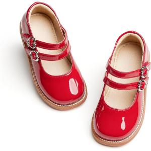 imageGINFIVE Toddler Girls Dress Shoes Little Kids Flats School Mary Janes ShoesGn53red