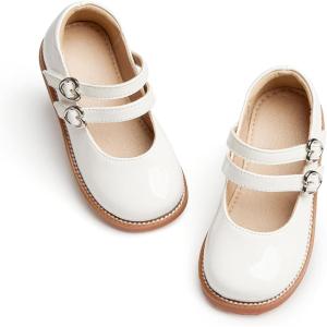 imageGINFIVE Toddler Girls Dress Shoes Little Kids Flats School Mary Janes ShoesGn53white
