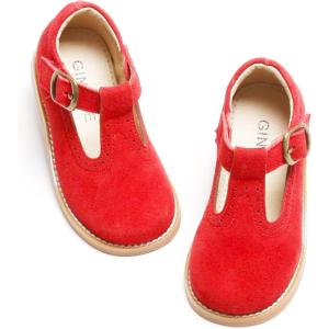 imageGINFIVE Toddler Girls Dress Shoes Little Kids Flats School Mary Janes ShoesGx83 Red
