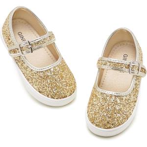 imageGINFIVE Toddler Girls Sneakers Little Girls Slip On Shoes Glitter Sneakers ToddlerGm01gold