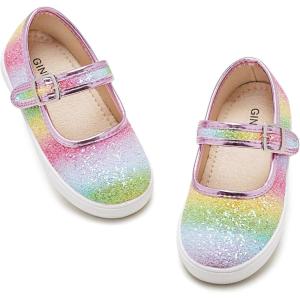 imageGINFIVE Toddler Girls Sneakers Little Girls Slip On Shoes Glitter Sneakers ToddlerGm01rainbowpink