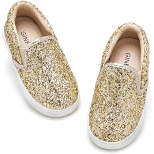 imageGINFIVE Toddler Girls Sneakers Little Girls Slip On Shoes Glitter Sneakers ToddlerGm02gold