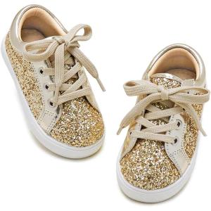 imageGINFIVE Toddler Girls Sneakers Little Girls Slip On Shoes Glitter Sneakers ToddlerGm03gold