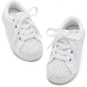 imageGINFIVE Toddler Girls Sneakers Little Girls Slip On Shoes Glitter Sneakers ToddlerGm03white