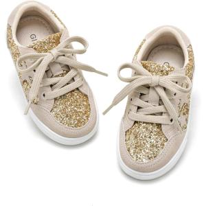 imageGINFIVE Toddler Girls Sneakers Little Girls Slip On Shoes Glitter Sneakers ToddlerGm04gold