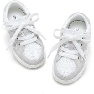 imageGINFIVE Toddler Girls Sneakers Little Girls Slip On Shoes Glitter Sneakers ToddlerGm04white
