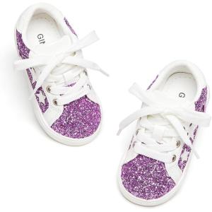 imageGINFIVE Toddler Girls Sneakers Little Girls Slip On Shoes Glitter Sneakers ToddlerGs09 Purple