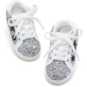 imageGINFIVE Toddler Girls Sneakers Little Girls Slip On Shoes Glitter Sneakers ToddlerGs09 Silver