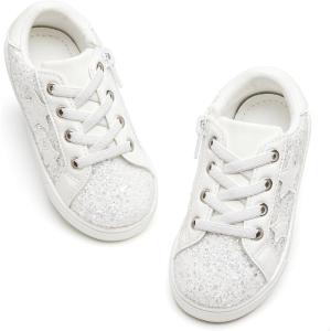imageGINFIVE Toddler Girls Sneakers Little Girls Slip On Shoes School Sneakers ToddlerGm06white