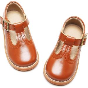 imageGINFIVE Toddler Little Girls Mary Janes Flats Girls Dress Shoes Kids ShoesGf07  Brown