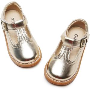 imageGINFIVE Toddler Little Girls Mary Janes Flats Girls Dress Shoes Kids ShoesGf07  Gold