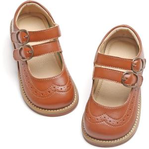imageGINFIVE Toddler Little Girls Mary Janes Flats Girls Dress Shoes Kids ShoesGf285  Brown