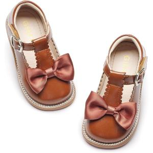 imageGINFIVE Toddler Little Girls Mary Janes Flats Girls Dress Shoes Kids ShoesGf393brown